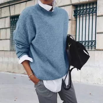 Женский свитер с лацканами и длинным рукавом, имитация двух частей, лоскутное цветное вязание, топы, эластичные 3XL фиолетовый/красный