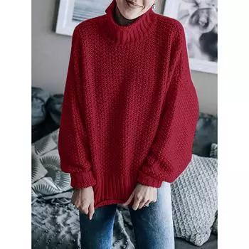 Женский свитер с открытыми плечами, повседневный вязаный свободный пуловер с длинными рукавами S