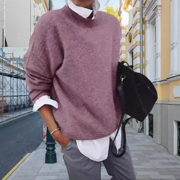 Женский свитер с отворотом, длинный рукав, имитация двух частей, лоскутное цветное вязание, топы, эластичный, легкий, свободный крой, имитация двух частей, дизайн свитера 2XL