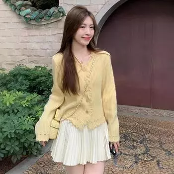 Женский свитер с полосками и мохнатым краем на осень и зиму, вязаный кардиган для нижнего белья, универсальный облегающий топ для женщин S белый