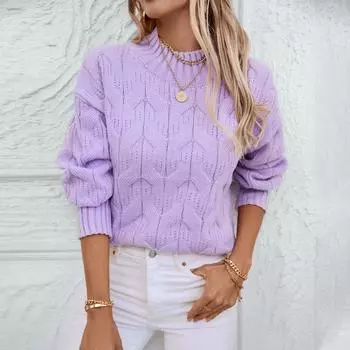 Женский свитер с полуворотником, перекрученный, осень и зима, новый европейский и американский свободный свитер с косами для женщин S синий