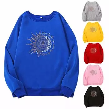 Женский свитер с принтом в реальном времени, красочная повседневная рубашка с длинным рукавом и принтом, верхняя блузка L