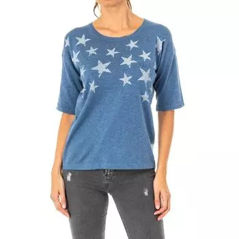 Женский свитер с круглым вырезом и рукавами 3/4 LWS011 1 синий