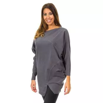 Женский свитер с рукавами «летучая мышь» и вырезом-лодочкой 10DVE0780 S серый