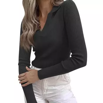 Женский свитер с V-образным вырезом, легкий, мягкий, пуловер, свитера L чёрный