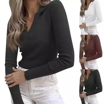 Женский свитер с V-образным вырезом, легкий, мягкий, пуловер, свитера S чёрный