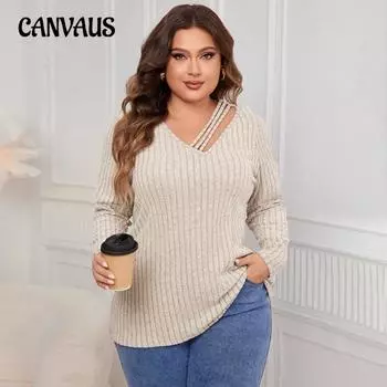 Женский свитер с V-образным вырезом, осенне-зимний, большой размер, свободный внешний свитер XL абрикосовый