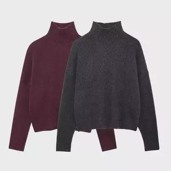 Женский свитер с высоким воротником в европейском и американском стиле - мода осень/зима 2142170 Medium красный/фиолетовый
