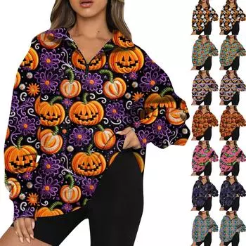 Женский свитер с застежкой-молнией 1/4, свитшот с длинным рукавом, с принтом и заниженной линией плеч, модная толстовка с капюшоном XL оранжевый