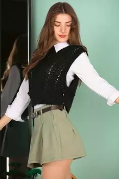 Женский свитер с завязками, трикотаж