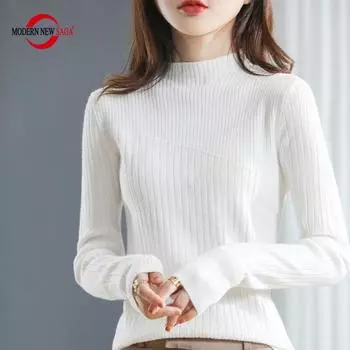 Женский свитер, СОВРЕМЕННЫЙ НОВЫЙ модный вязаный пуловер SAGA, топ с длинными рукавами, осень-зима, мягкие теплые шерстяные свитера S зелёный