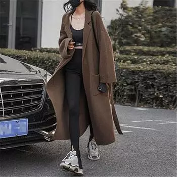 Женский свитер средней длины на весну, осень и зиму, большой свободный вязаный кардиган XL