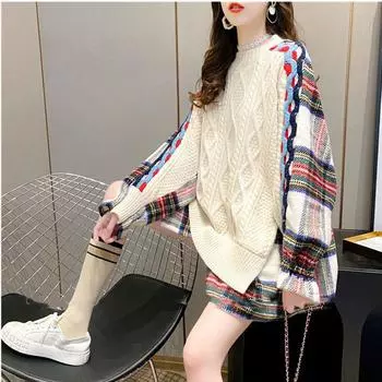 Женский свитер свободного кроя с эффектом ленивого ветра для осени и зимы 3XL