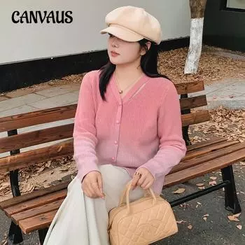 Женский свитер свободного кроя с V-образным вырезом и дизайном Sense Gradual Color Plus Size XL розовый