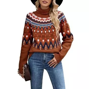 Женский свитер свободного покроя средней длины на осень и зиму S хаки