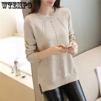 Женский свитер свободный модный однотонный свободный пуловер повседневный теплый вязаный свитер с длинными рукавами S вино красного