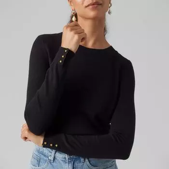Женский свитер тонкой вязки с круглым вырезом и пуговицами VERO MODA S белый
