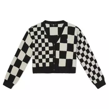 Женский свитер Vans Checkerboard Logo с короткими пуговицами и длинными рукавами, черный, белый VN00042MBLK L