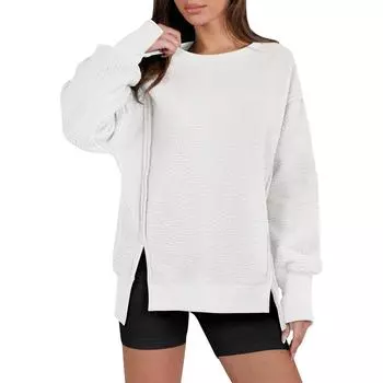 Женский свитер в полоску осень-зима с длинным рукавом и открытыми плечами, свободный трикотажный пуловер L чёрный