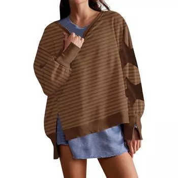 Женский свитер в полоску осень-зима с длинным рукавом и открытыми плечами, свободный трикотажный пуловер L чёрный