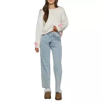 Женский свитер весна-осень с длинным рукавом и завязками, свободный свитер, трикотаж S белый