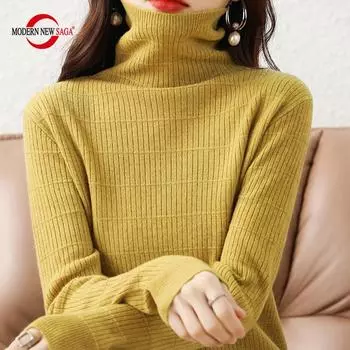Женский свитер, водолазка, СОВРЕМЕННАЯ НОВАЯ САГА, зимние мягкие теплые шерстяные свитера, вязаный пуловер, осенний женский джемпер, вязаный топ S бежевый