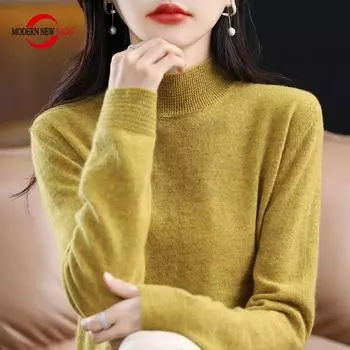 Женский свитер, водолазка, СОВРЕМЕННАЯ НОВАЯ САГА, зимний тонкий вязаный пуловер, осенний мягкий теплый шерстяной свитер, женский джемпер, вязаный топ