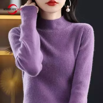 Женский свитер, водолазка, СОВРЕМЕННАЯ НОВАЯ САГА, зимний вязаный пуловер, осенний мягкий теплый шерстяной свитер, женский джемпер, вязаный топ