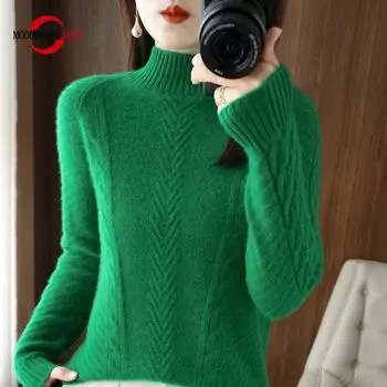 Женский свитер, водолазка, СОВРЕМЕННЫЙ НОВЫЙ зимний вязаный пуловер SAGA, осенний мягкий теплый шерстяной свитер, вязаный топ, женский джемпер S фиолетовый