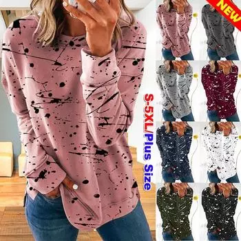 Женский свитер женский весна и осень новый топ круглый вырез длинный рукав свободный свитер женский S белый