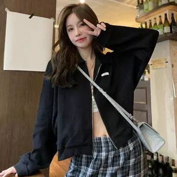 Женский свитер, женское пальто, свободное повседневное, с двойной молнией L