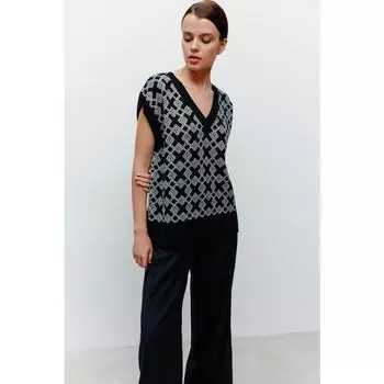 Женский свитер-жилет без рукавов с V-образным вырезом, осень/зима S чёрный