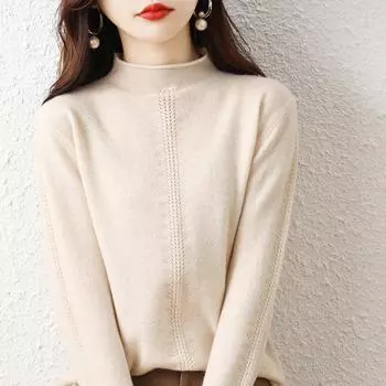Женский свитер, зимний мягкий теплый шерстяной свитер, вязаный пуловер, водолазка, осенний женский джемпер, вязаный топ S белый