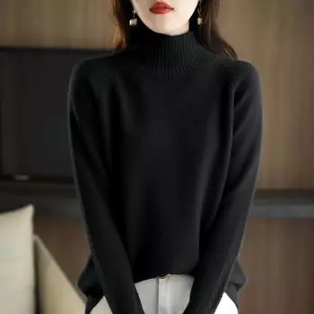 Женский свитер, зимний мягкий теплый шерстяной свитер, вязаный пуловер, водолазка, осенний женский джемпер, вязаный топ M серый