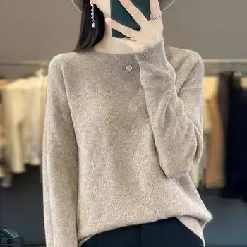 Женский свитер Зимний теплый шерстяной свитер Вязаный пуловер Осенний женский джемпер Вязаный топ L фиолетовый