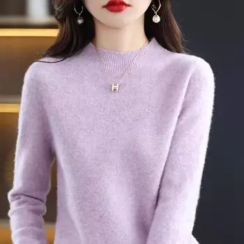 Женский свитер зимний вязаный пуловер осенний джемпер женский трикотажный топ с длинным рукавом S синий