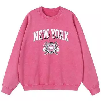 Женский свитшот из винтажного хлопка с эффектом стирки New York East Side, осенний мягкий пуловер тонкого стиля, худи уличного оверсайз кроя S