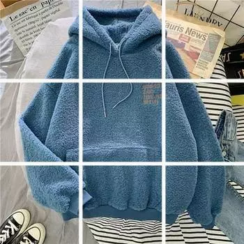 Женский свитшот оверсайз из овечьей шерсти в корейском стиле на осень/зиму 2021 – Модный, плотный и уютный XXL