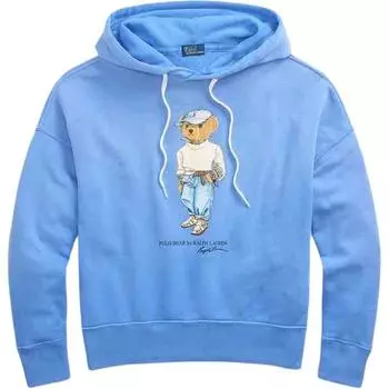 Женский свитшот с капюшоном и длинными рукавами Polo Ralph Lauren SS25 с принтом медведя с логотипом, летний, синий WMPOKNINFB20807400-400 S