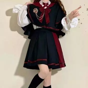 Женский свободный и милый волшебный плащ, рубашка с длинными рукавами и юбка, костюм-тройка 2XL разноцветный