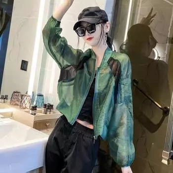 Женский свободный кардиган большого размера с капюшоном и принтом, спортивная тонкая куртка на открытом воздухе, повседневная куртка с солнцезащитным кремом и капюшоном