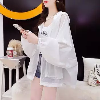 Женский свободный кардиган с капюшоном больших размеров, спортивная тонкая куртка для занятий спортом на открытом воздухе, повседневная куртка с солнцезащитным кремом и капюшоном 3XL белый