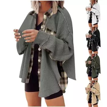 Женский свободный кардиган с кукольными рукавами в стиле пэчворк, нерегулярная куртка на пуговицах с карманами и карманами L армия зеленый