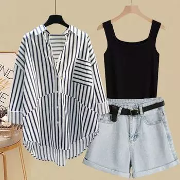 Женский свободный летний офисный повседневный костюм больших размеров, жилет, рубашка + брюки, комплект из 2 предметов 4XL белый