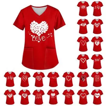 Женский свободный облегающий топ с принтом рождественского снеговика и V-образным вырезом, короткими рукавами и карманами L