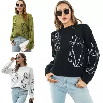 Женский свободный осенне-зимний свитер с длинными рукавами S армия зеленый