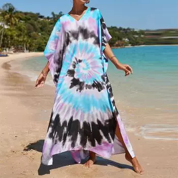 Женский свободный пляжный халат, рубашка для отдыха от солнца, прикрытие One Size