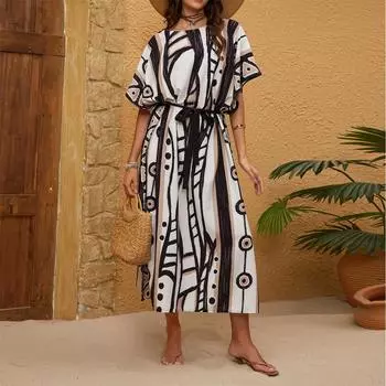 Женский свободный пляжный халат, рубашка для отдыха от солнца, прикрытие One Size