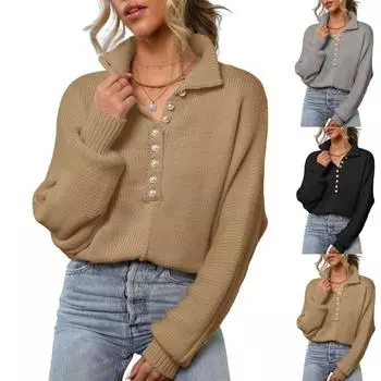 Женский свободный полосатый свитер с круглым вырезом и длинными рукавами, большой пуловер, топ