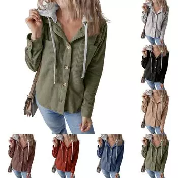 Женский свободный повседневный кардиган с капюшоном и застежкой-молнией на пуговицы, кошелек, куртка с капюшоном и завязками на шнурке L армия зеленый